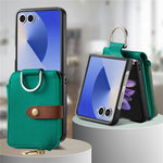 For Samsung Galaxy Z Flip7 5G Case Litchi Texture Leather Zipper Card Holder Phone Back Cover