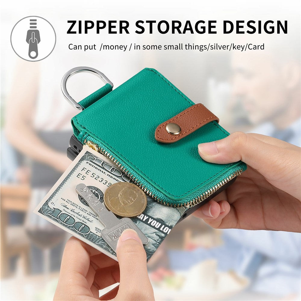 For Samsung Galaxy Z Flip7 5G Case Litchi Texture Leather Zipper Card Holder Phone Back Cover