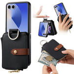 For Samsung Galaxy Z Flip7 5G Case Litchi Texture Leather Zipper Card Holder Phone Back Cover