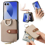 For Samsung Galaxy Z Flip7 5G Case Litchi Texture Leather Zipper Card Holder Phone Back Cover