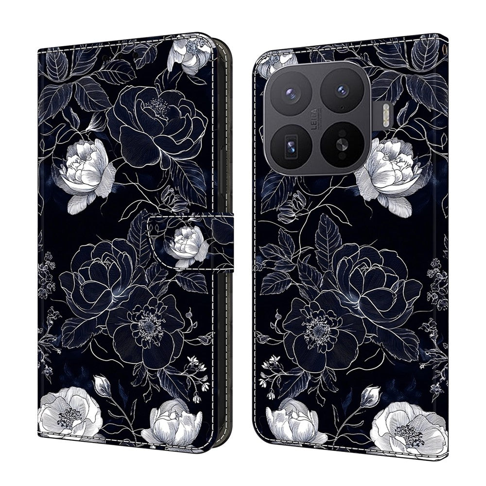 Plånboksfodral för Xiaomi 17T Pro med stativmönster och tryck i PU-läder, fällbart fodral