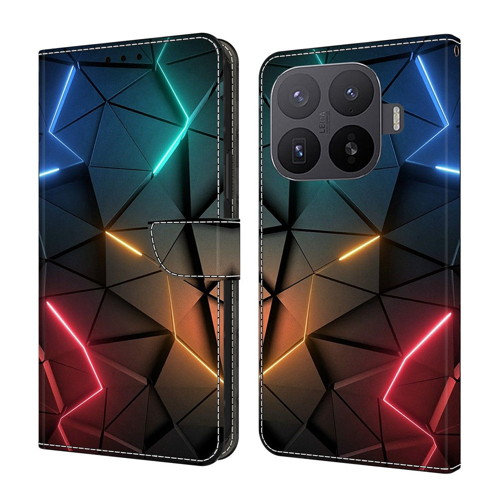 Plånboksfodral för Xiaomi 17T Pro med stativmönster och tryck i PU-läder, fällbart fodral