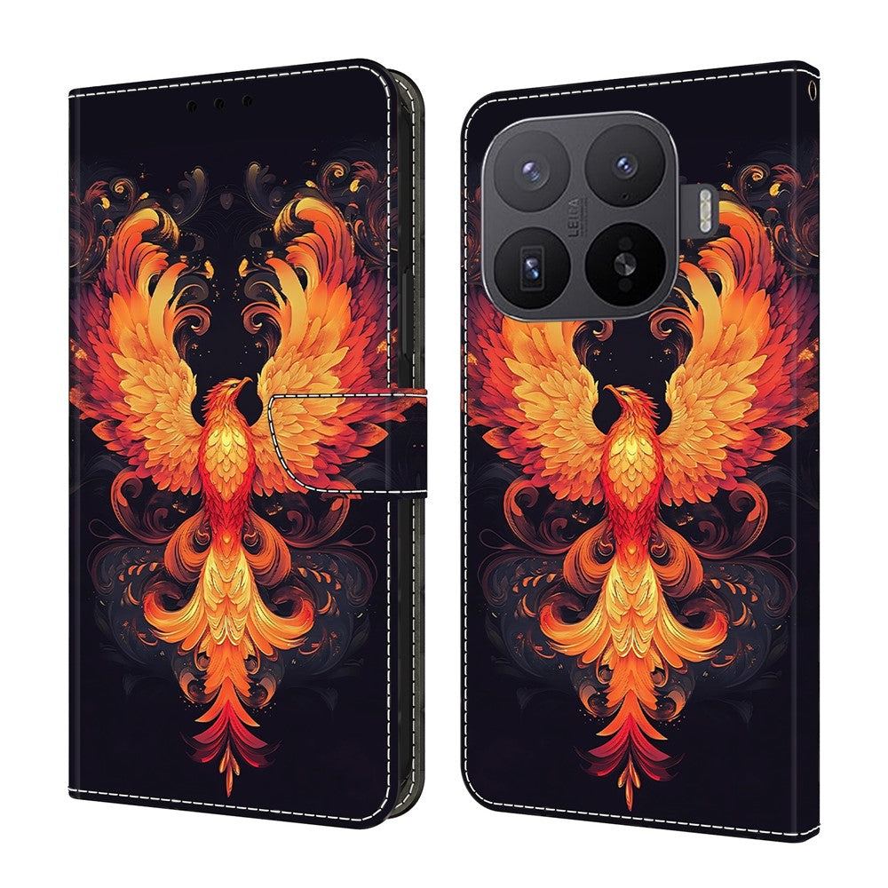 Plånboksfodral för Xiaomi 17T Pro med stativmönster och tryck i PU-läder, fällbart fodral