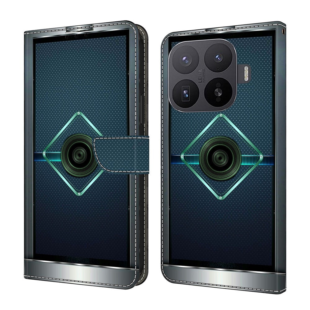 Plånboksfodral för Xiaomi 17T Pro med stativmönster och tryck i PU-läder, fällbart fodral
