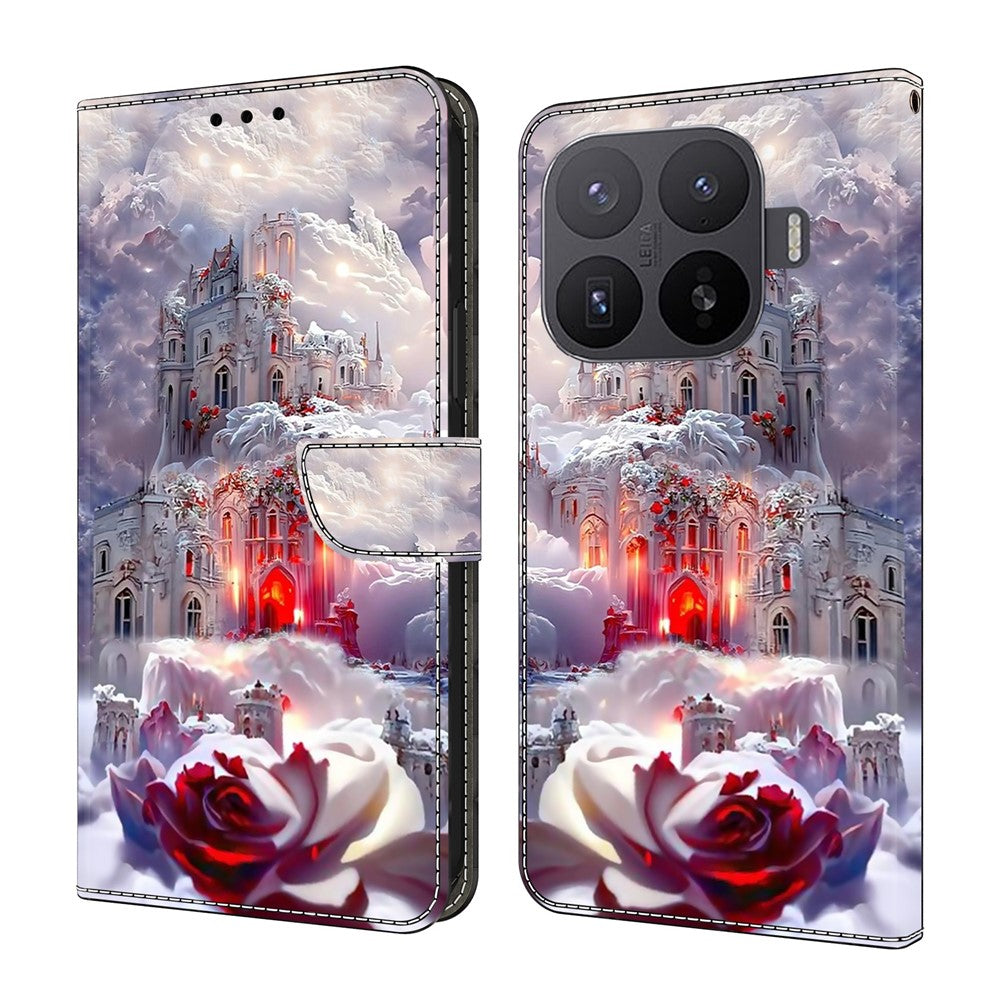 Plånboksfodral för Xiaomi 17T Pro med stativmönster och tryck i PU-läder, fällbart fodral