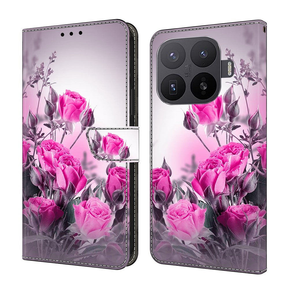 Plånboksfodral för Xiaomi 17T Pro med stativmönster och tryck i PU-läder, fällbart fodral