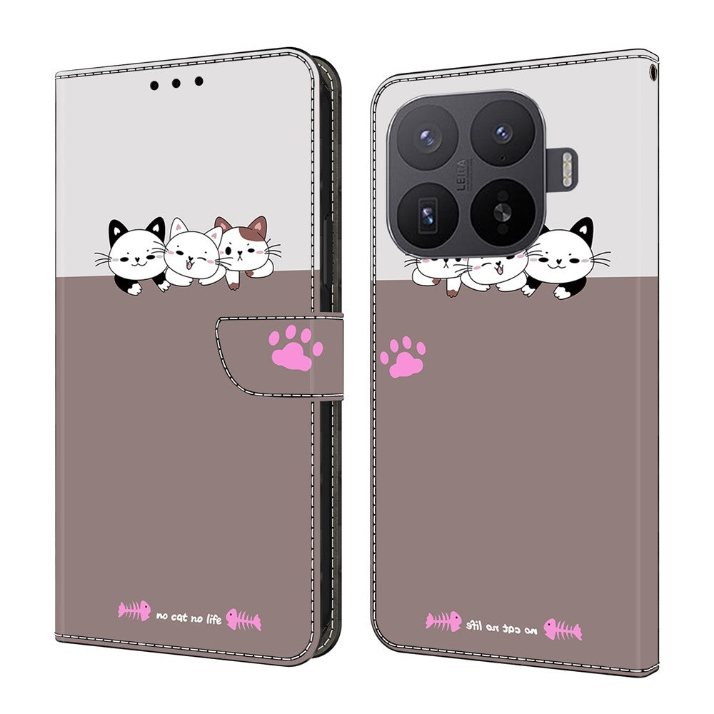 Wallet Case For Xiaomi 17T Pro Foldable Stand Pattern Printing PU Leather Flip Phone Cover