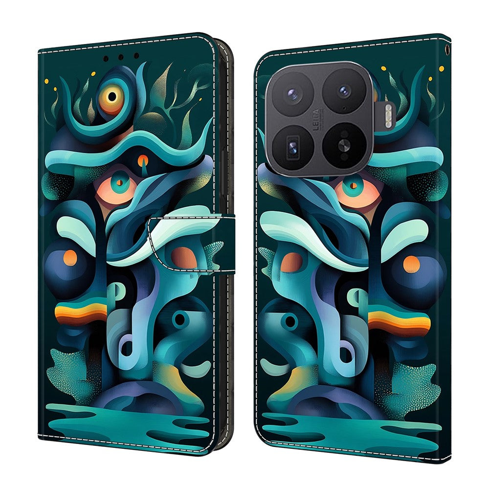 Wallet Case For Xiaomi 17T Pro Foldable Stand Pattern Printing PU Leather Flip Phone Cover