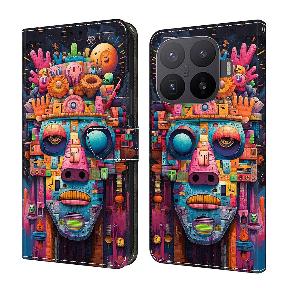 Wallet Case For Xiaomi 17T Pro Foldable Stand Pattern Printing PU Leather Flip Phone Cover