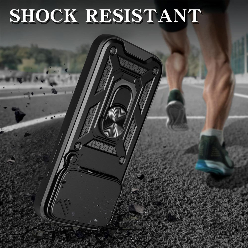 Til iPhone 18 Pro / 17 Pro cover med skydelåg til kamera PC + TPU stativ telefoncover
