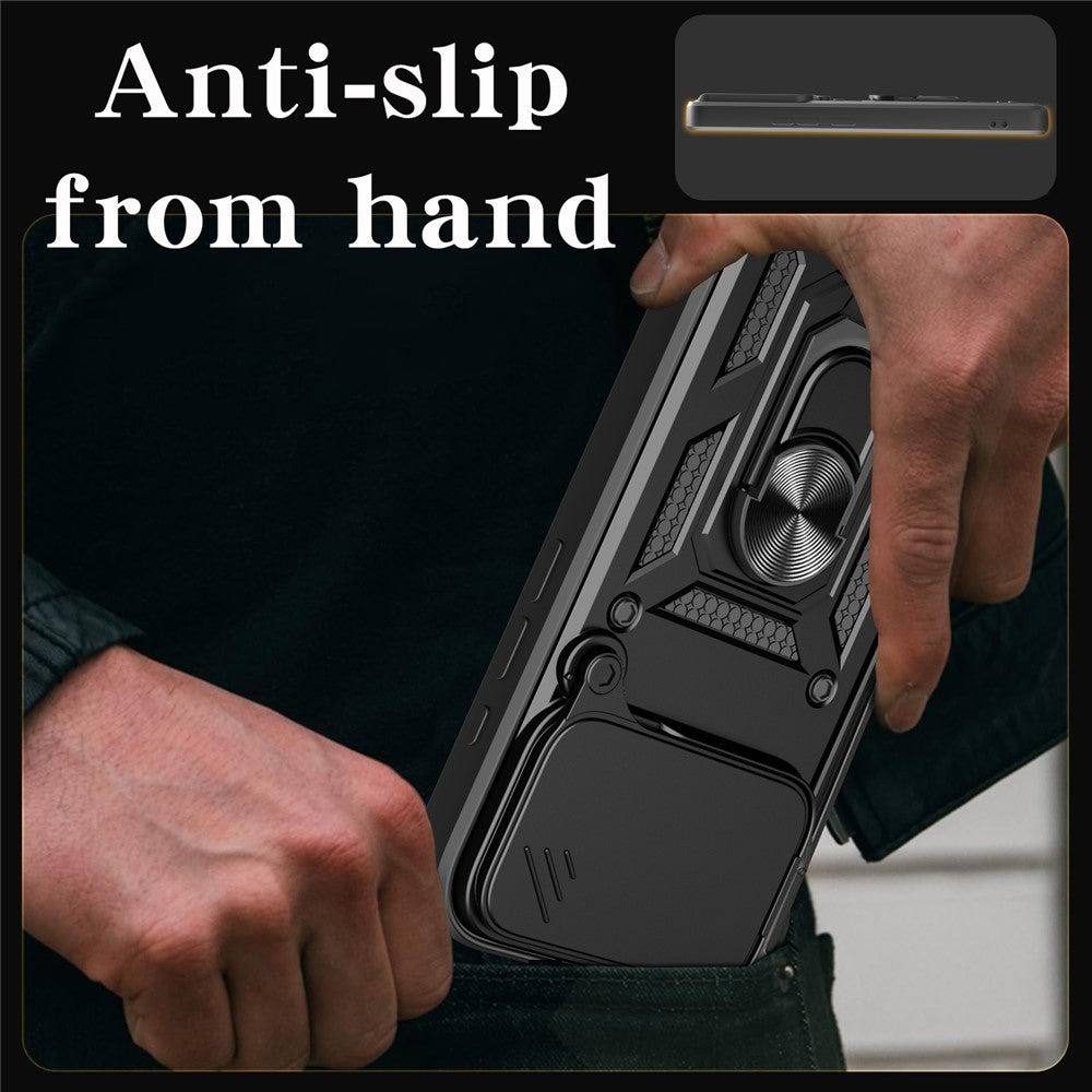 Til iPhone 18 Pro / 17 Pro cover med skydelåg til kamera PC + TPU stativ telefoncover