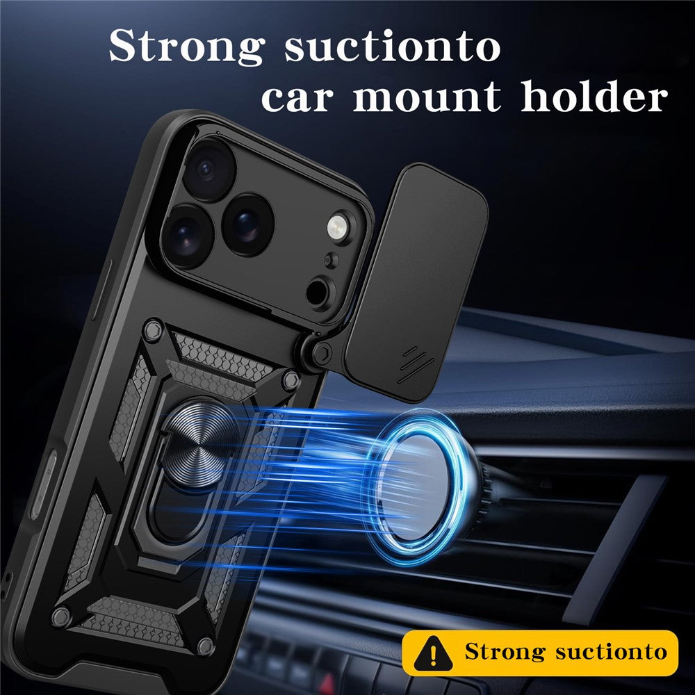 For iPhone 18 Pro Max / 17 Pro Max Case with Slide Camera Lid PC + TPU Kickstand Phone Cover