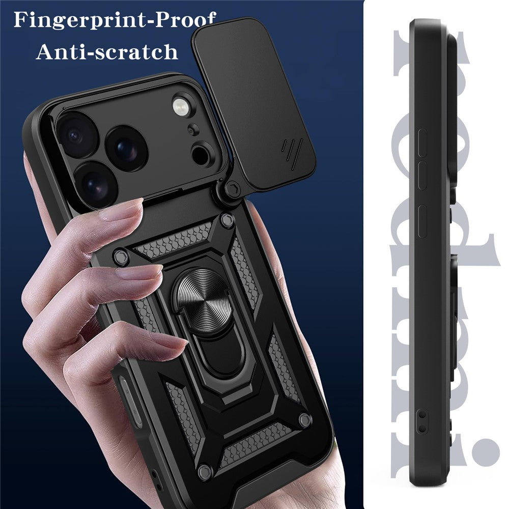 For iPhone 18 Pro Max / 17 Pro Max Case with Slide Camera Lid PC + TPU Kickstand Phone Cover