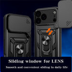 For iPhone 18 Pro Max / 17 Pro Max Case with Slide Camera Lid PC + TPU Kickstand Phone Cover