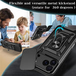 For iPhone 18 Pro Max / 17 Pro Max Case with Slide Camera Lid PC + TPU Kickstand Phone Cover