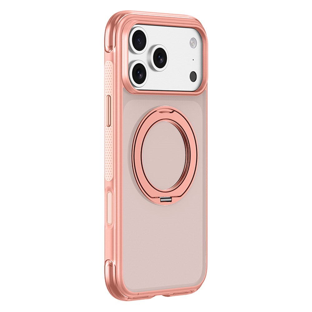 Til iPhone 18 Pro / 17 Pro cover med magnetisk støtteben, Air Cushion, mat gennemsigtig PC + TPU telefoncover