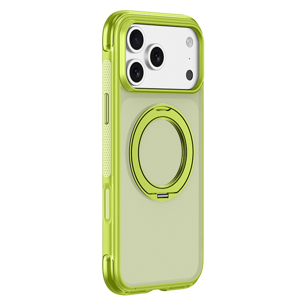 Til iPhone 18 Pro / 17 Pro cover med magnetisk støtteben, Air Cushion, mat gennemsigtig PC + TPU telefoncover
