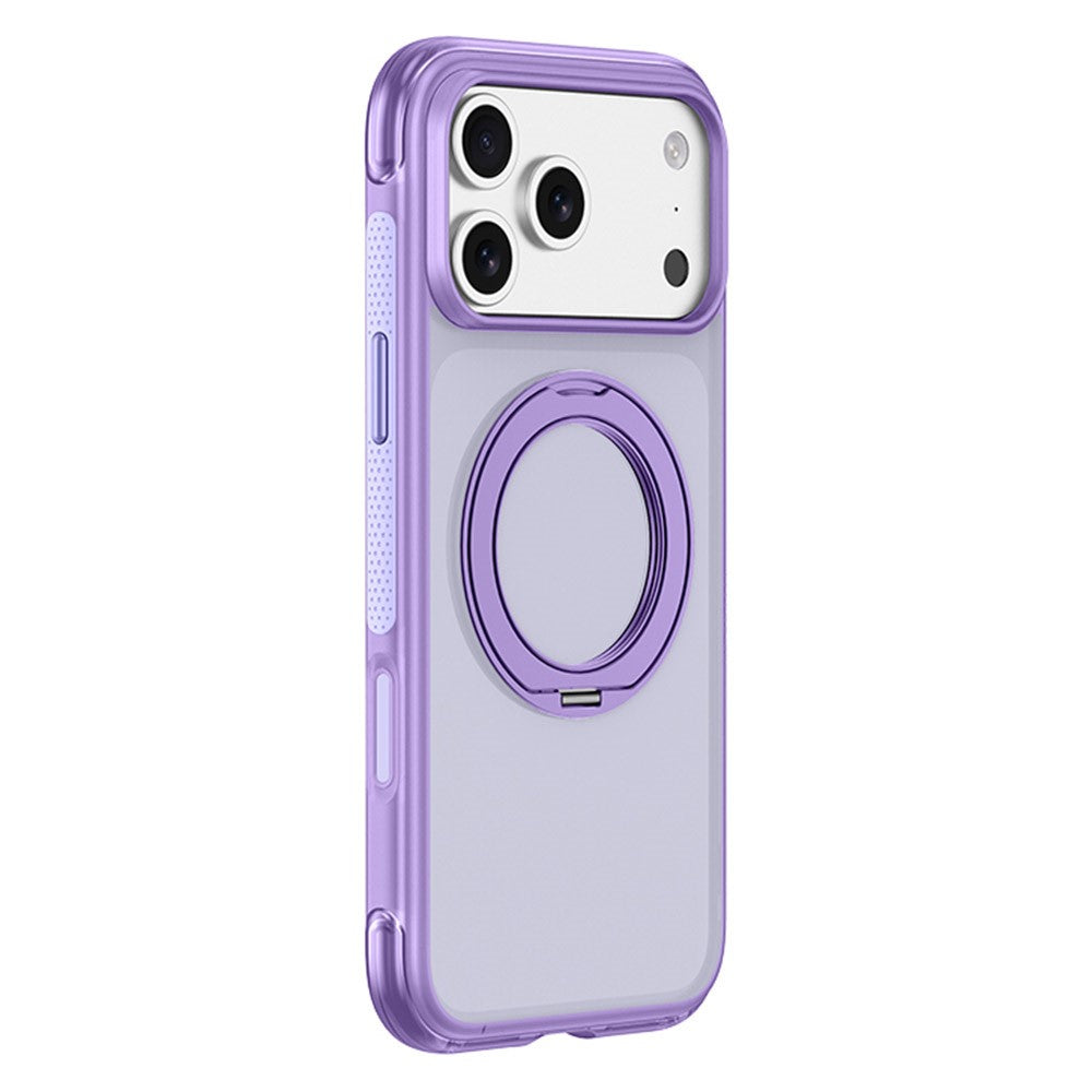 Til iPhone 18 Pro / 17 Pro cover med magnetisk støtteben, Air Cushion, mat gennemsigtig PC + TPU telefoncover