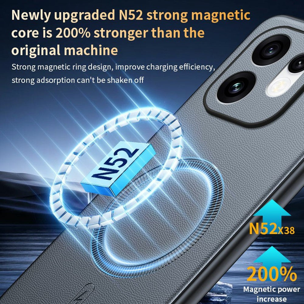 For Oppo Reno16 5G (Global) Magnetic Case Leather Coated TPU + PC Phone Cover