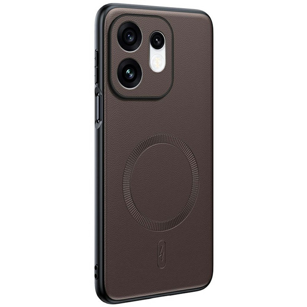 For Oppo Reno16 5G (Global) Magnetic Case Leather Coated TPU + PC Phone Cover