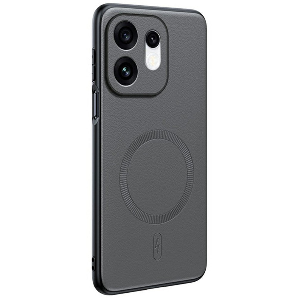 For Oppo Reno16 5G (Global) Magnetic Case Leather Coated TPU + PC Phone Cover