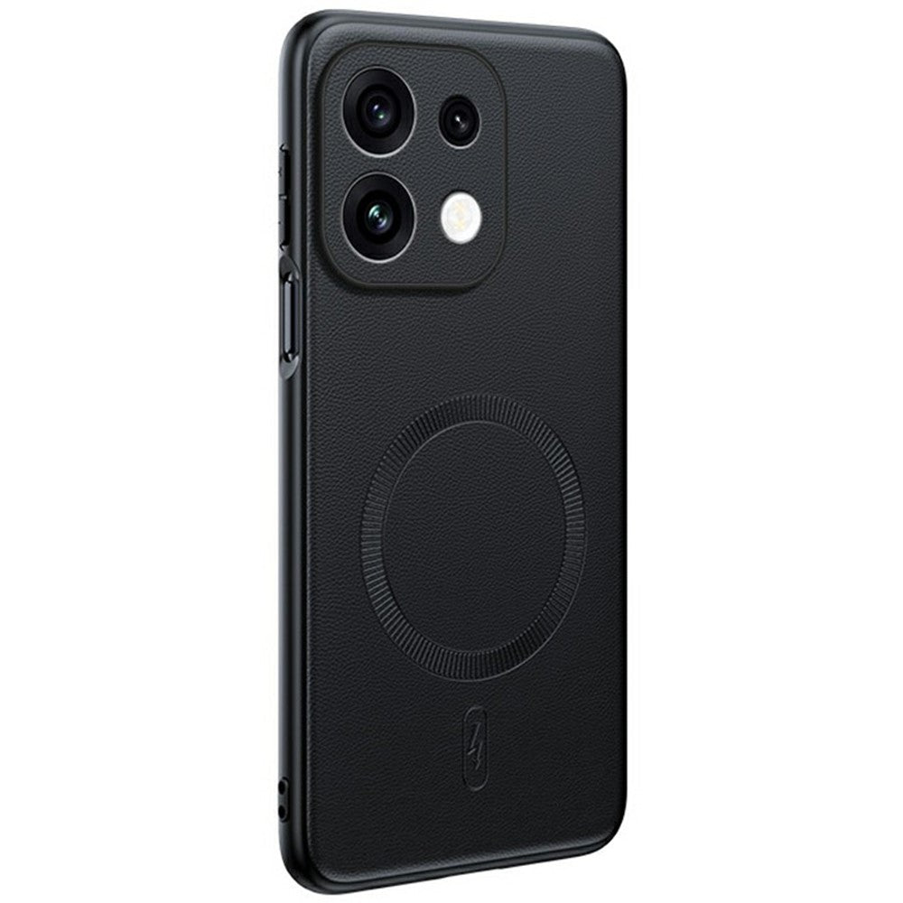 For Oppo Reno16 F 5G Magnetic Case Leather Coated TPU + PC Phone Cover