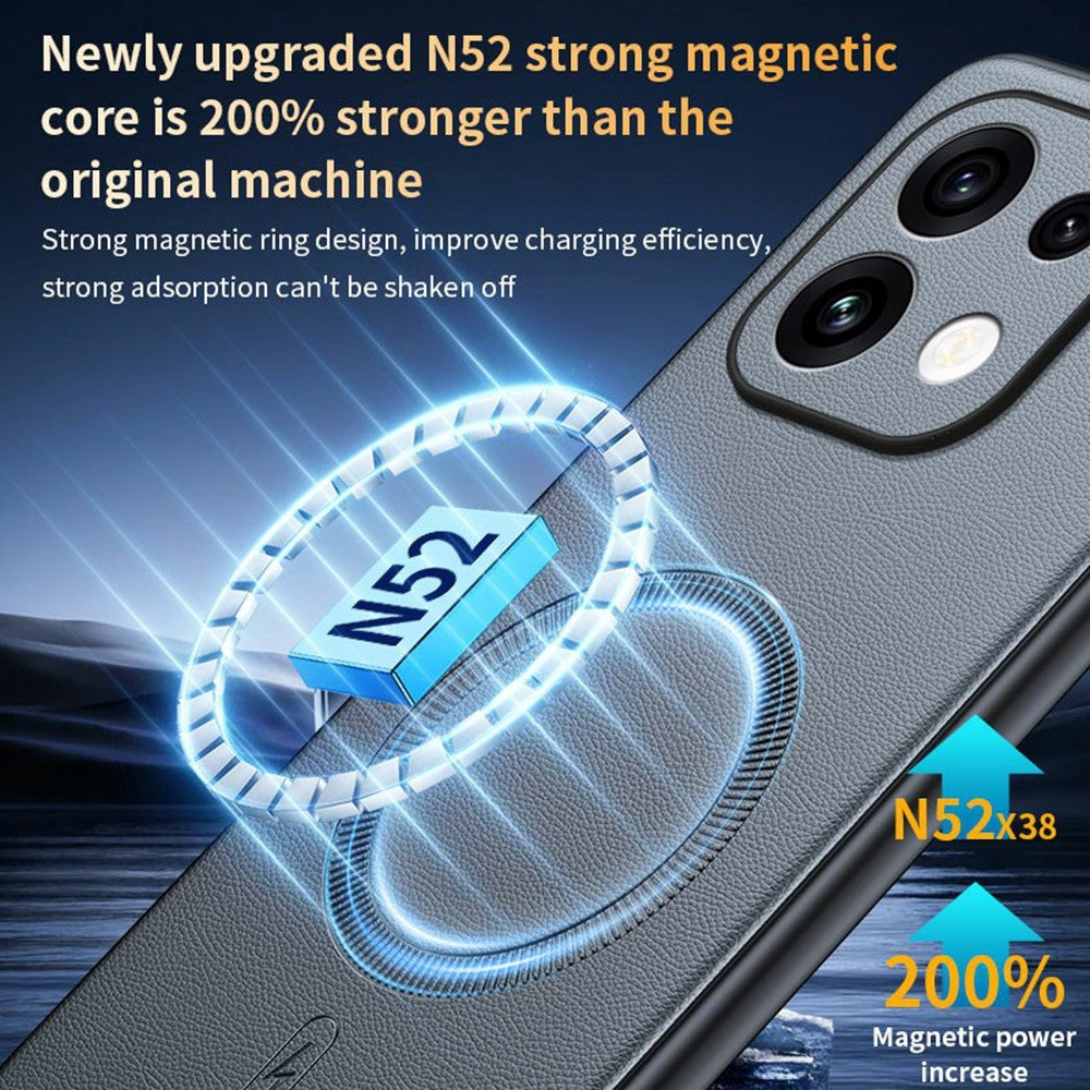 For Oppo Reno16 F 5G Magnetic Case Leather Coated TPU + PC Phone Cover
