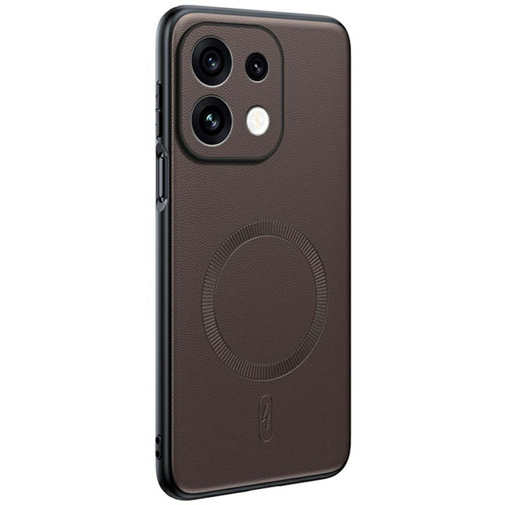 For Oppo Reno16 F 5G Magnetic Case Leather Coated TPU + PC Phone Cover
