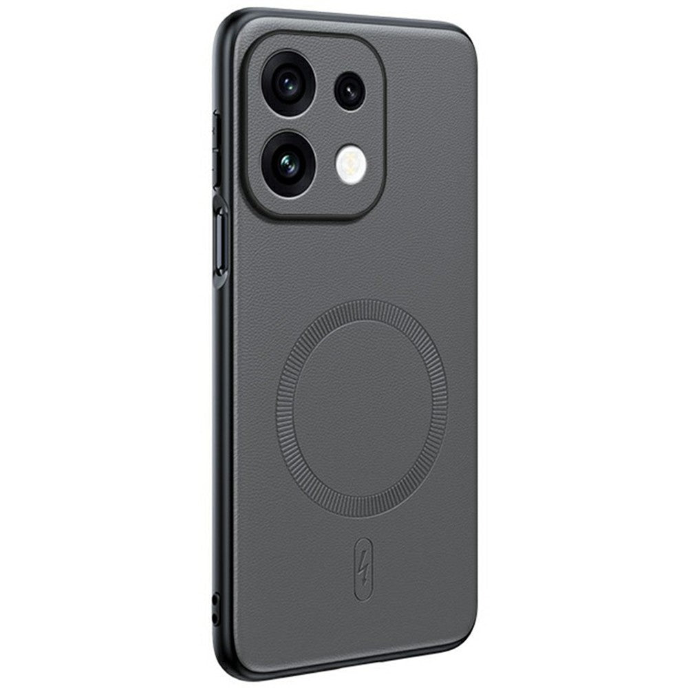 For Oppo Reno16 F 5G Magnetic Case Leather Coated TPU + PC Phone Cover