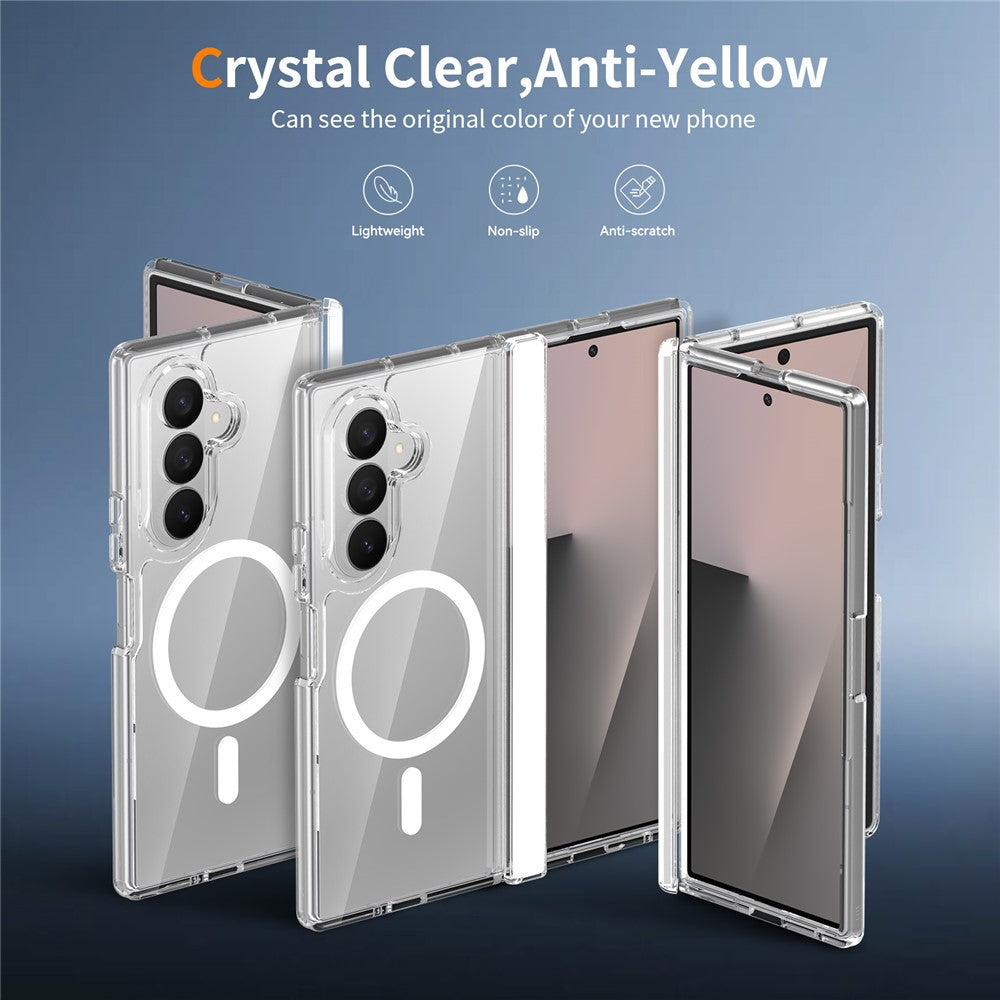 For Samsung Galaxy Z Fold8 Ultra Magnetic Case Hinge Protection TPU + Acrylic Clear Phone Cover with Front Frame
