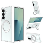 For Samsung Galaxy Z Fold8 Ultra Case Rotating Magnetic Kickstand TPU + Acrylic Clear Phone Cover with Front Frame