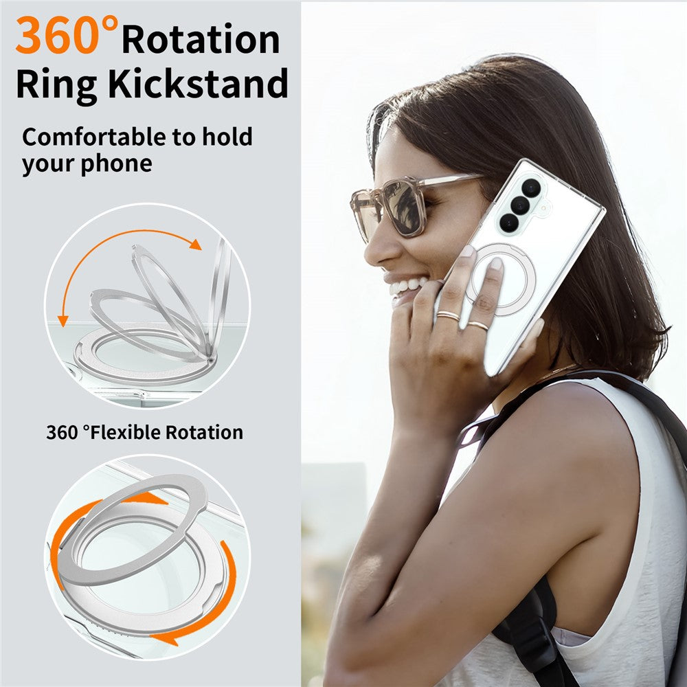 For Samsung Galaxy Z Fold8 Ultra Case Rotating Magnetic Kickstand TPU + Acrylic Clear Phone Cover with Front Frame