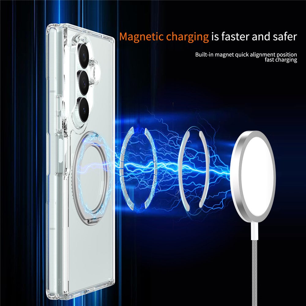 For Samsung Galaxy Z Fold8 Ultra Case Rotating Magnetic Kickstand TPU + Acrylic Clear Phone Cover with Front Frame