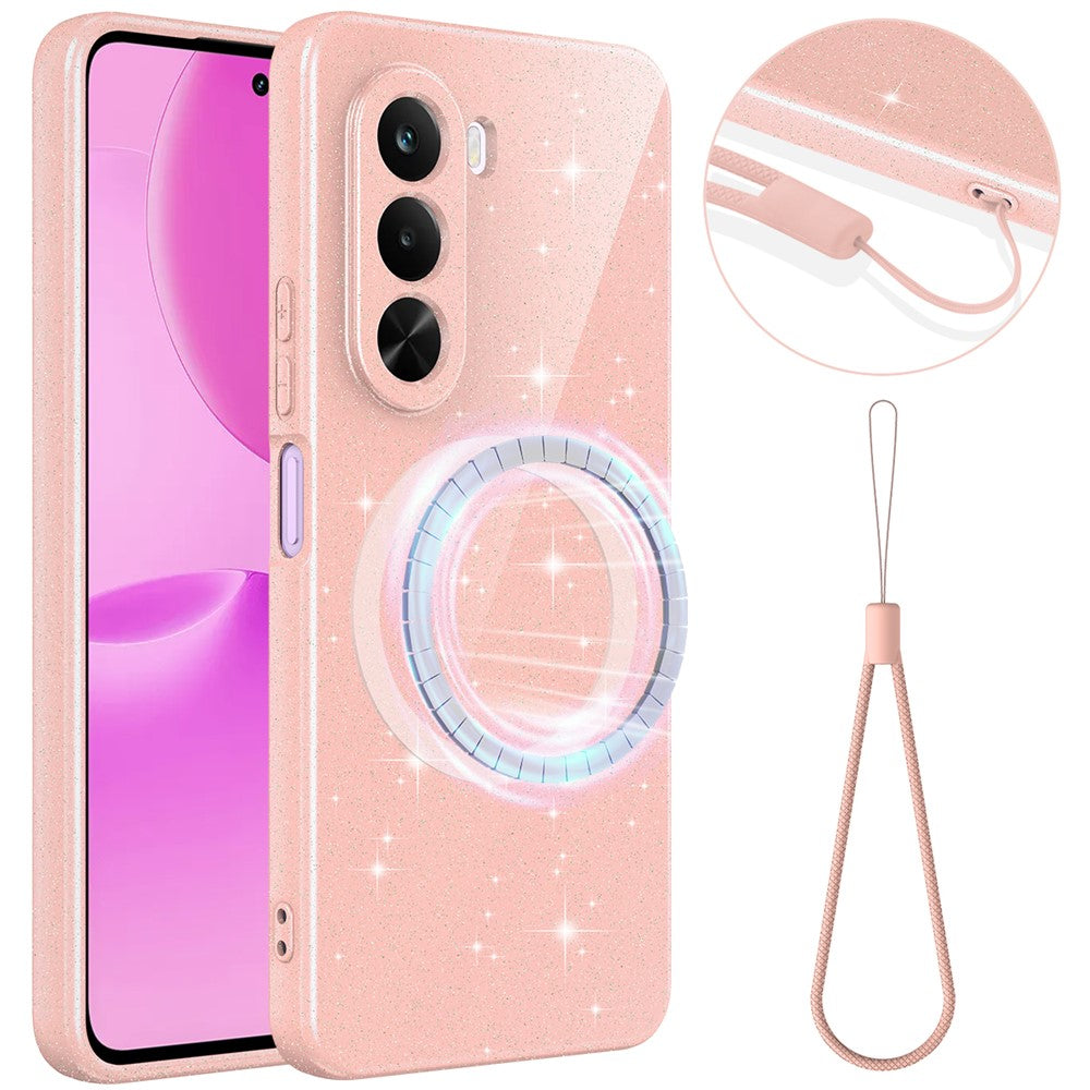 OnePlus Nord CE6 Lite 5G / Realme P4x 5G Magnetiskt Skal Glitter TPU Stötsäkert mobilskal med Snodd