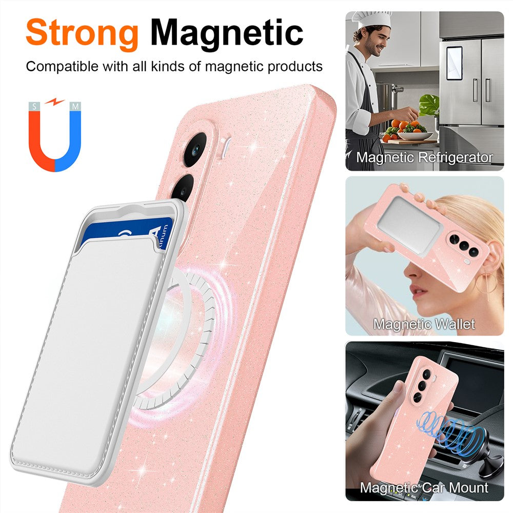 OnePlus Nord CE6 Lite 5G / Realme P4x 5G Magnetiskt Skal Glitter TPU Stötsäkert mobilskal med Snodd