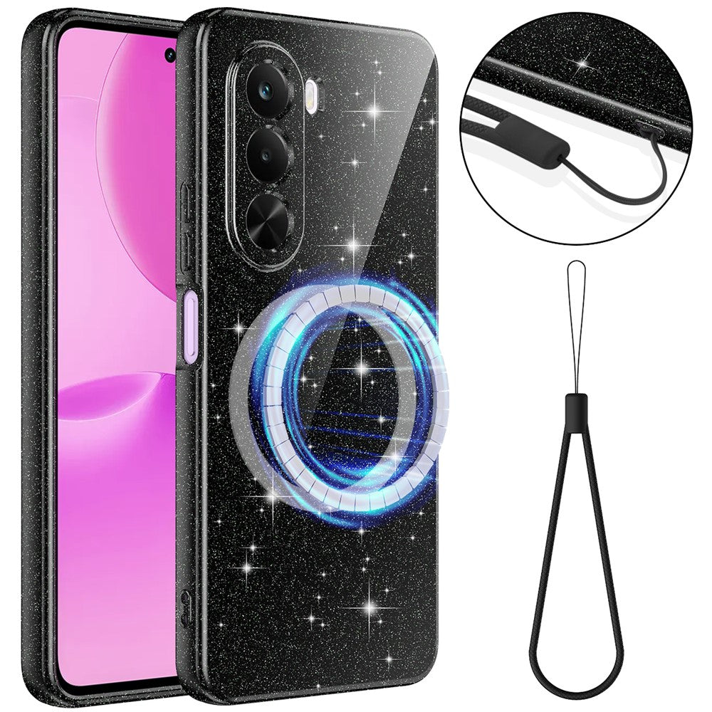 OnePlus Nord CE6 Lite 5G / Realme P4x 5G Magnetiskt Skal Glitter TPU Stötsäkert mobilskal med Snodd