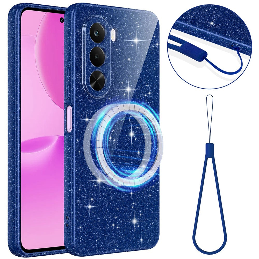 OnePlus Nord CE6 Lite 5G / Realme P4x 5G Magnetiskt Skal Glitter TPU Stötsäkert mobilskal med Snodd