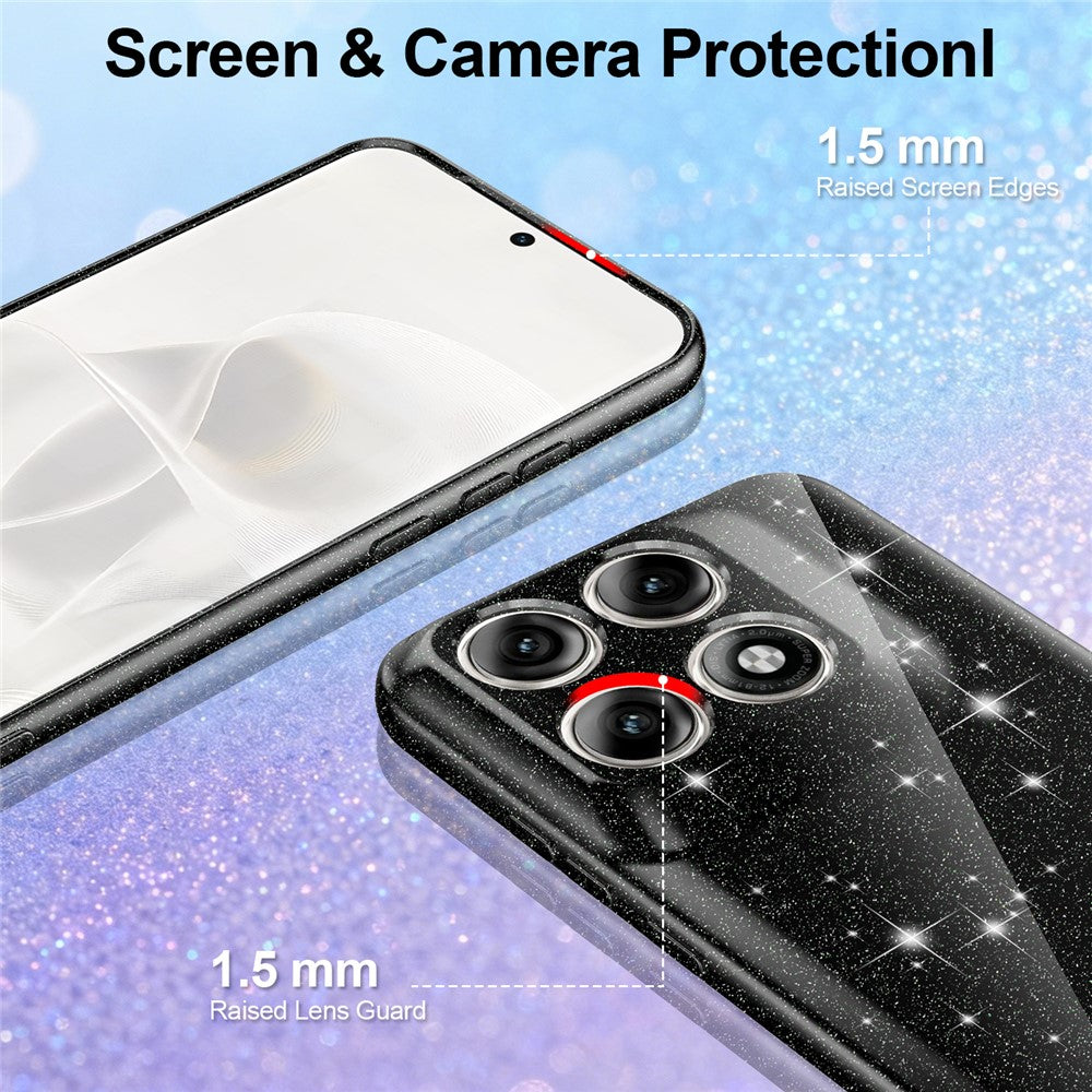 Til Motorola Edge 70 Pro+ 5G / 70 Pro 5G Magnetisk Etui Glitter TPU Stødsikkert Telefoncover med Nøglesnor