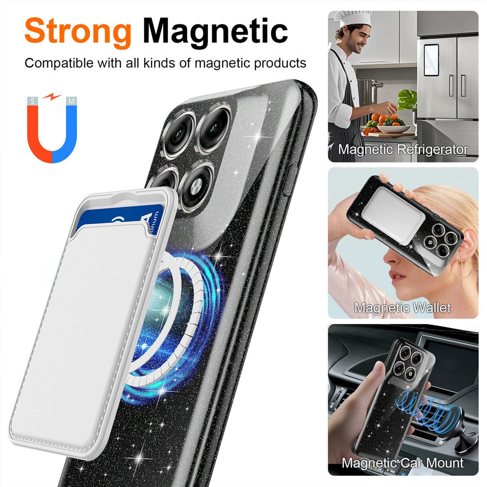 Til Motorola Edge 70 Pro+ 5G / 70 Pro 5G Magnetisk Etui Glitter TPU Stødsikkert Telefoncover med Nøglesnor