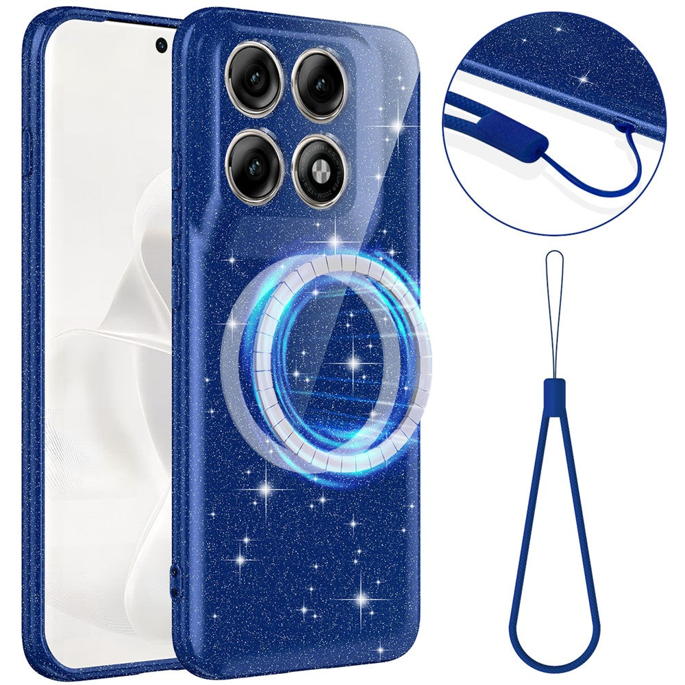 Til Motorola Edge 70 Pro+ 5G / 70 Pro 5G Magnetisk Etui Glitter TPU Stødsikkert Telefoncover med Nøglesnor