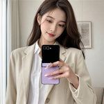 For Samsung Galaxy Z Flip8 Case Litchi Texture Leather Coated PC + TPU Shockproof Phone Cover with Ring Holder