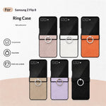 For Samsung Galaxy Z Flip8 Case Litchi Texture Leather Coated PC + TPU Shockproof Phone Cover with Ring Holder
