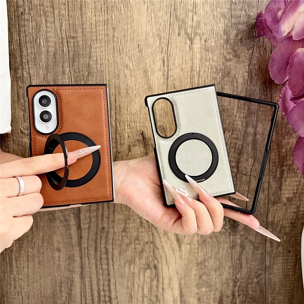 For Samsung Galaxy Z Fold8 Case Rotating Magnetic Kickstand PU Leather Phone Back Cover
