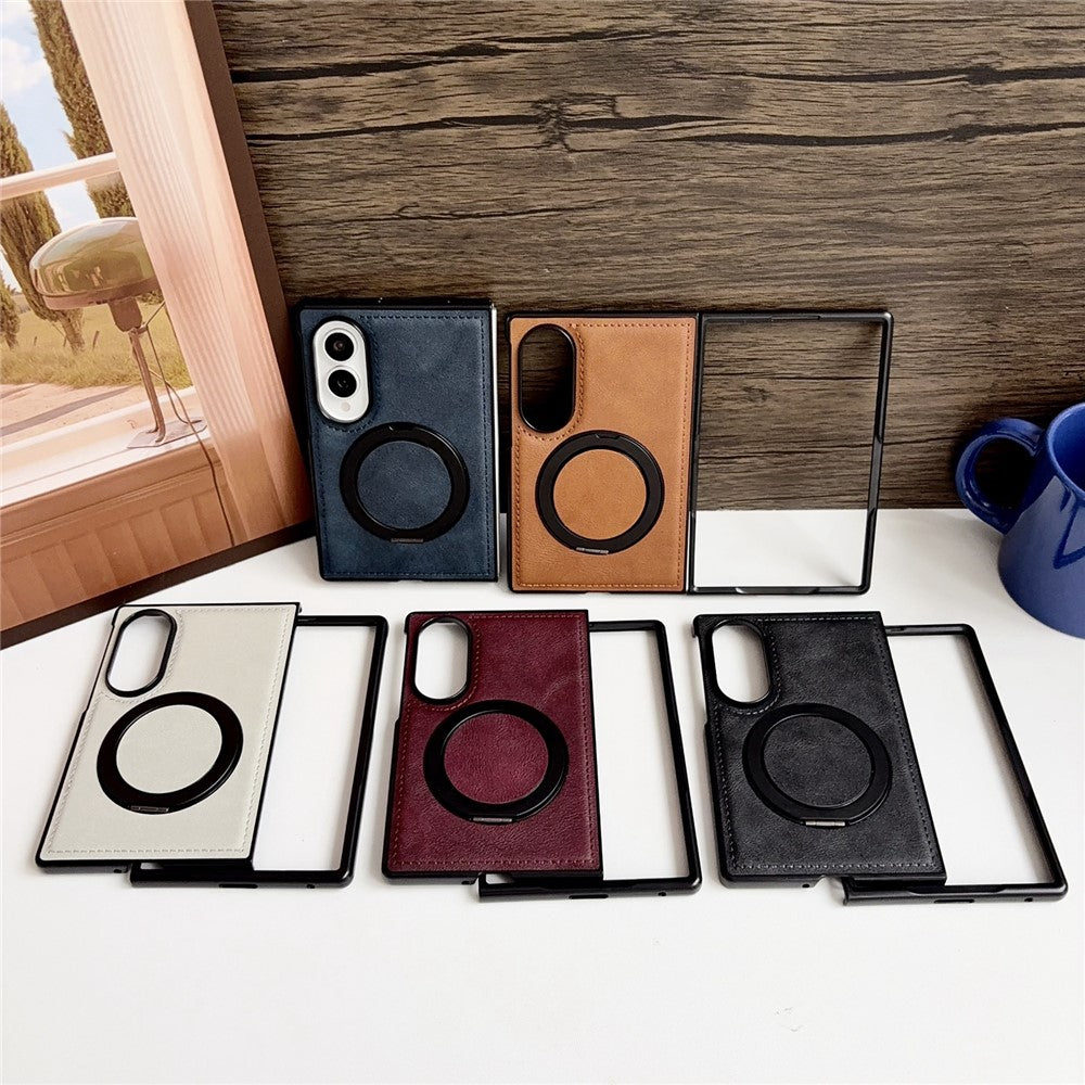 For Samsung Galaxy Z Fold8 Case Rotating Magnetic Kickstand PU Leather Phone Back Cover