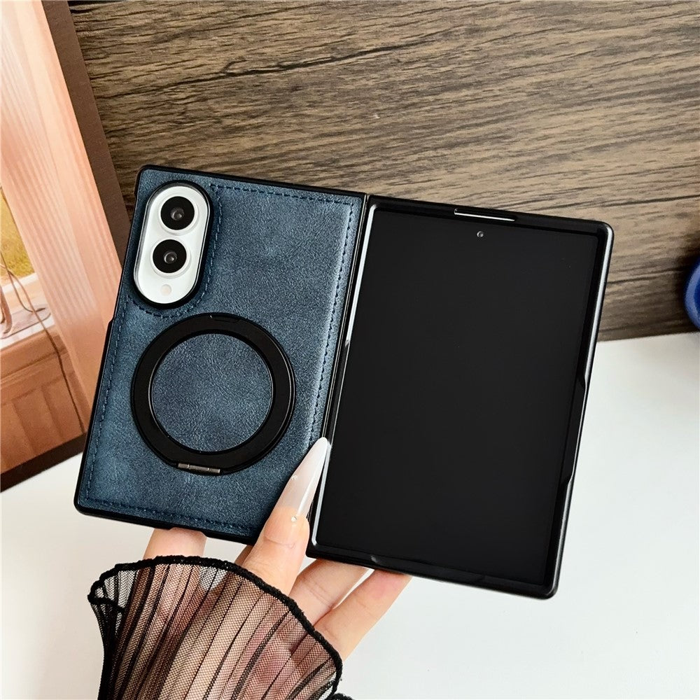 For Samsung Galaxy Z Fold8 Case Rotating Magnetic Kickstand PU Leather Phone Back Cover