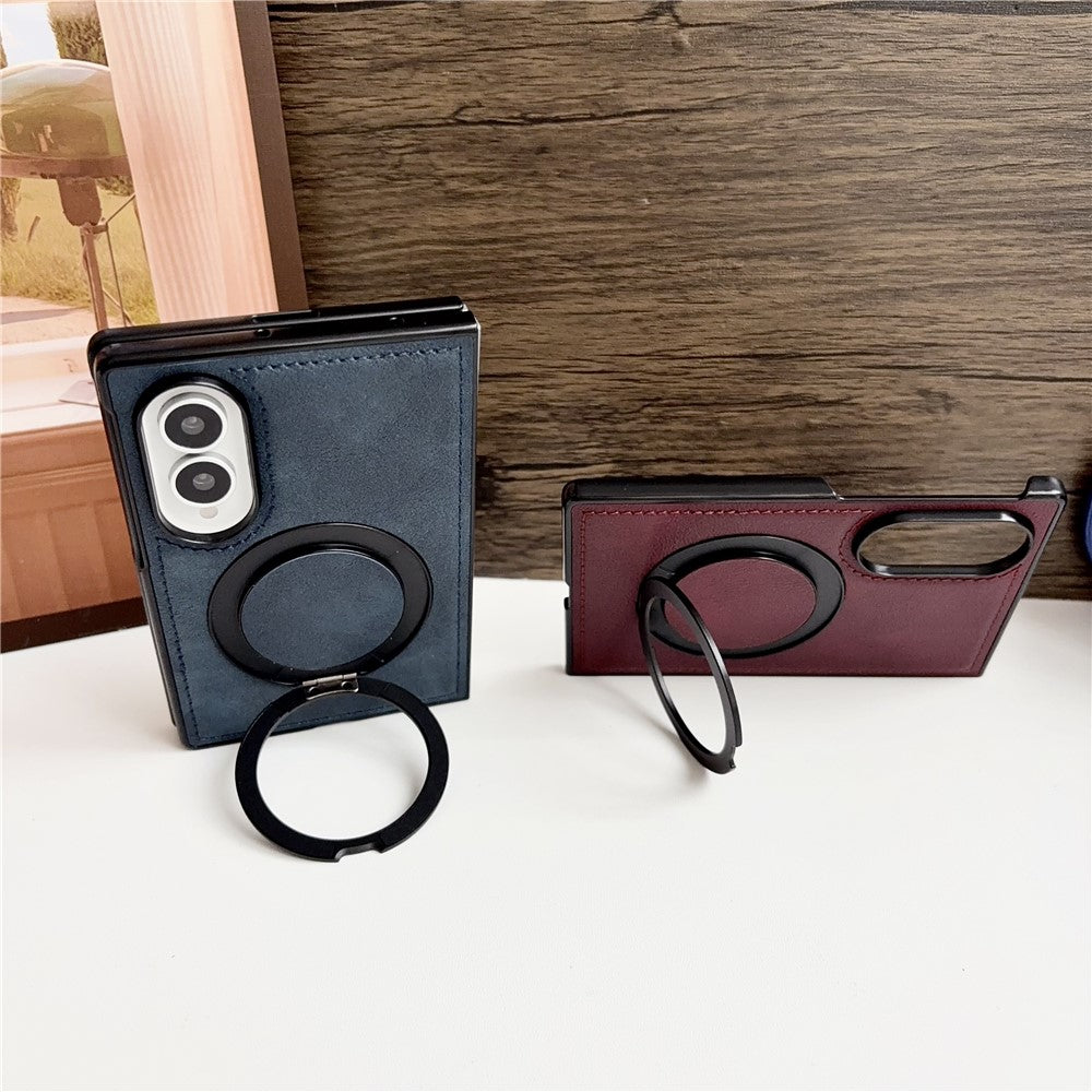 For Samsung Galaxy Z Fold8 Case Rotating Magnetic Kickstand PU Leather Phone Back Cover