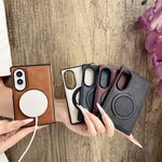 For Samsung Galaxy Z Fold8 Case Rotating Magnetic Kickstand PU Leather Phone Back Cover