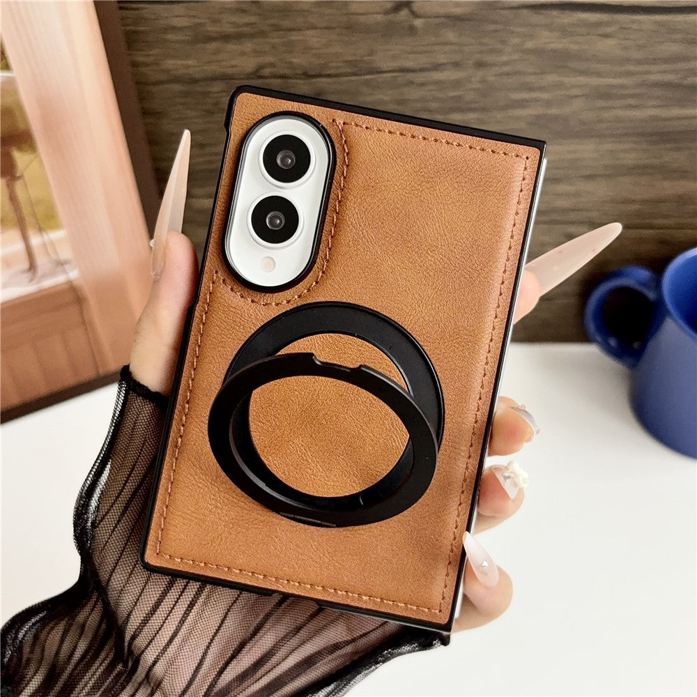 For Samsung Galaxy Z Fold8 Case Rotating Magnetic Kickstand PU Leather Phone Back Cover