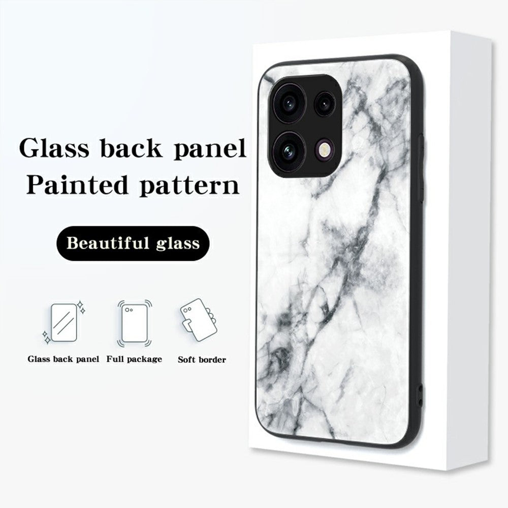 For Oppo Reno16 F 5G Phone Case Marble Pattern Tempered Glass + PC + TPU Protective Phone Cover