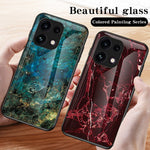 For Oppo Reno16 F 5G Phone Case Marble Pattern Tempered Glass + PC + TPU Protective Phone Cover